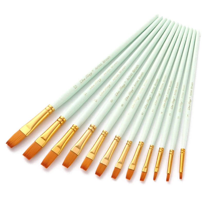 12pcs Nylon Hair Wooden Handle Flat Watercolor Paint Brush Pen DIY Oil Acrylic 203B
12pcs Nylon Hair Wooden Handle Flat Watercolor Paint Brush Pen DIY Oil Acrylic 203B