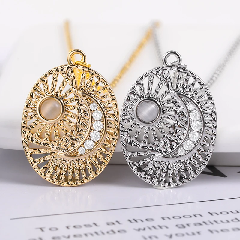 Oval Sun Moon Necklace Hollow Zircon Crescent Sun Pendant Necklaces For Women Geometric Charm O Chain Jewelry Party Gifts 
Oval Sun Moon Necklace Hollow Zircon Crescent Sun Pendant Necklaces For Women Geometric Charm O Chain Jewelry Party Gifts