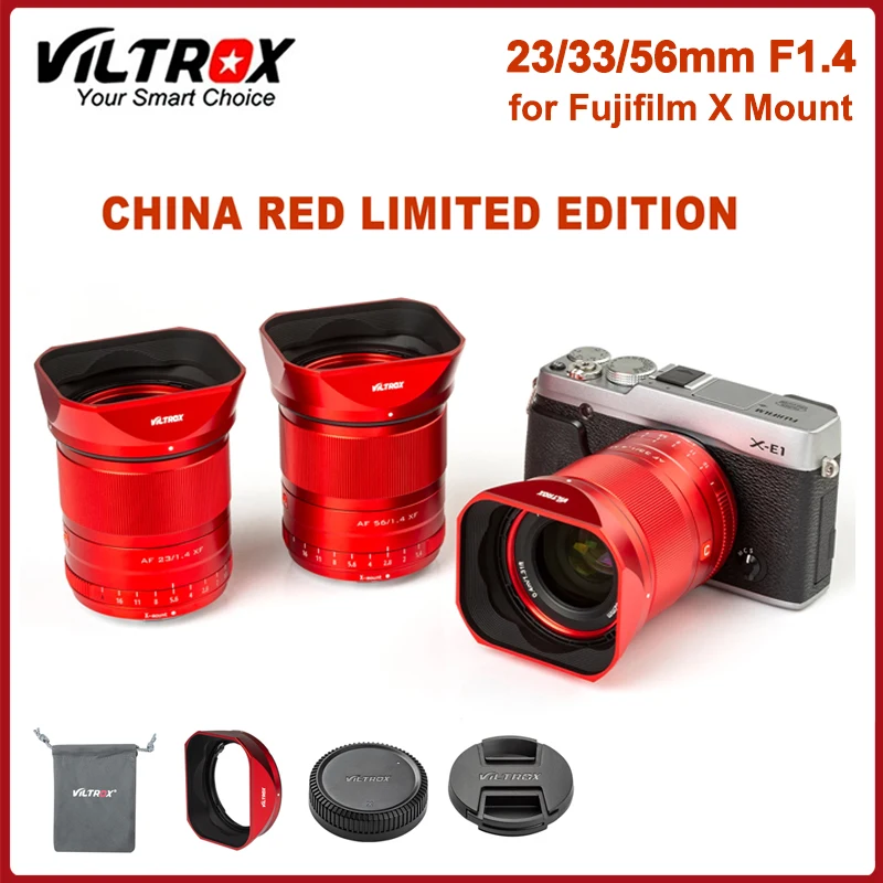 

Viltrox 23mm 33mm 56mm F1.4 XF Red Auto Focus Portrait Lenses GLOBAL LIMITED EDITION Lens For Fujifilm Fuji X Mount Camera Lens