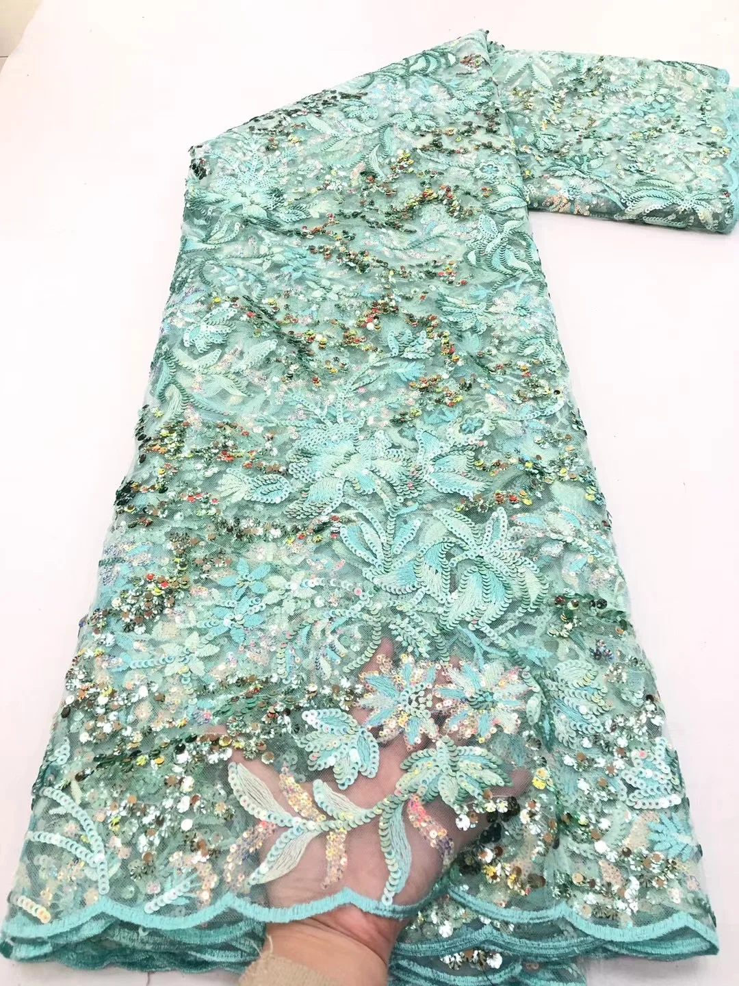 African Lace Fabric 2021 High Quality Lace Embroidery Nigeria Sequined Lace Fabric French Tulle Lace Fabric ARF4754
African Lace Fabric 2021 High Quality Lace Embroidery Nigeria Sequined Lace Fabric French Tulle Lace Fabric ARF4754