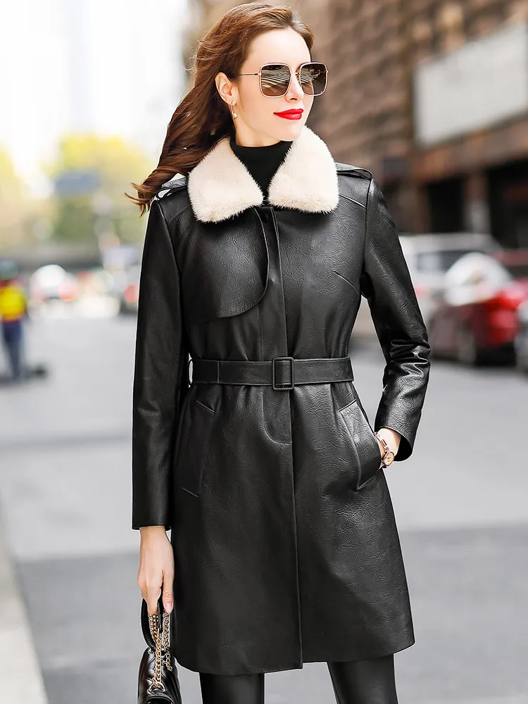 Новинка 2021, модное меховое пальто из овчины, норковый воротник, кожаная пуховая куртка, Женская средней длины
Новинка 2021, модное меховое пальто из овчины, норковый воротник, кожаная пуховая куртка, Женская средней длины