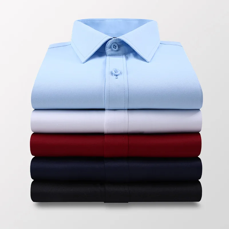 Рубашка мужская приталенная с короткими рукавами однотонная деловая