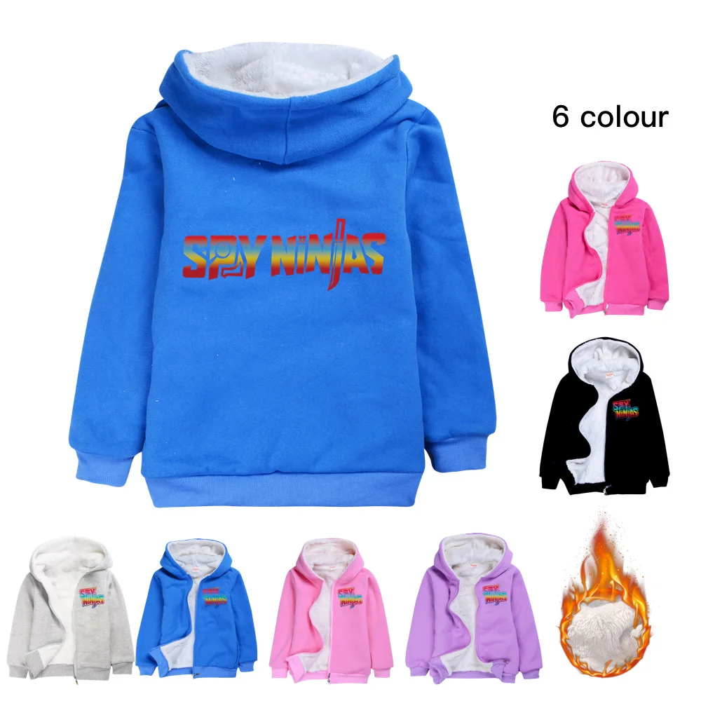 

New Fashion SPY NINJAS Children Clothing Boys Cardigan Zipper Thick Jacket Girls Coat Anime Hooded Sweater Winter Warm Outerwe