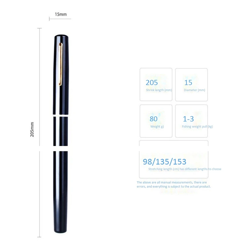 Pocket Mini Fishing Rod Telescopic Fishing Pole Pen Shape Folded Fishing Rod with Metal Spinning Reel Wheel
Pocket Mini Fishing Rod Telescopic Fishing Pole Pen Shape Folded Fishing Rod with Metal Spinning Reel Wheel