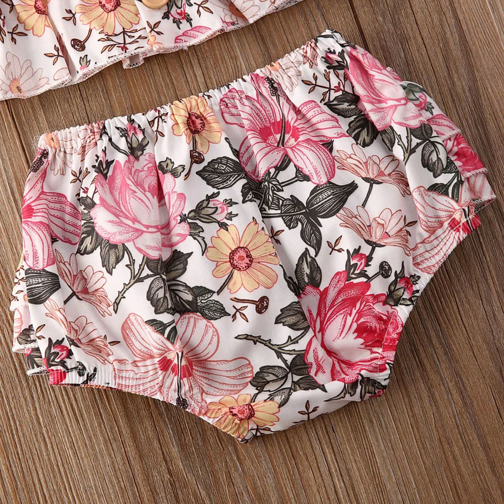 Infant Girls Kids Clothes Sets Flowers Print Sleeveless Vest Tops+Ruffles Shorts Summer Outfits
Infant Girls Kids Clothes Sets Flowers Print Sleeveless Vest Tops+Ruffles Shorts Summer Outfits