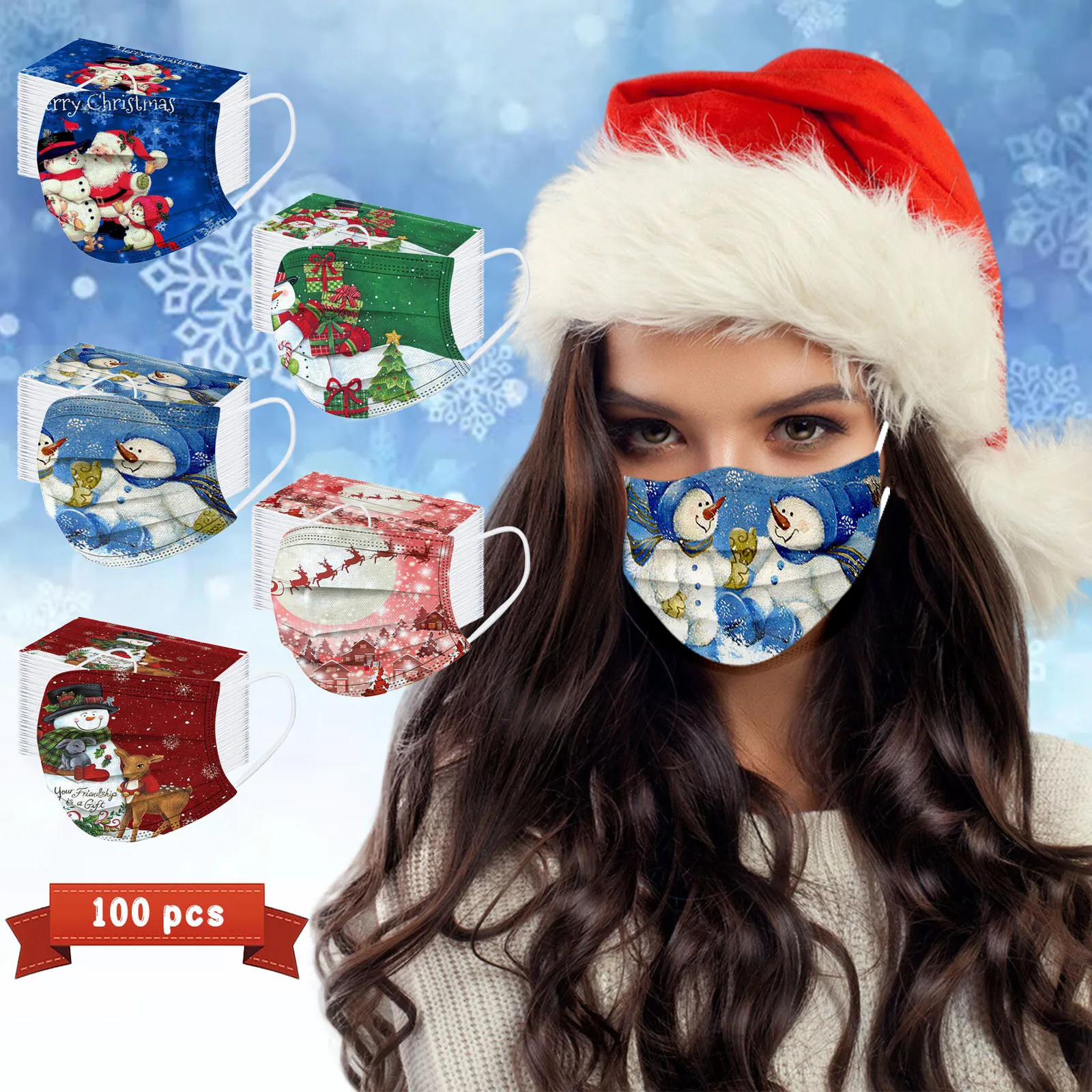 100PC Adult Christmas Mask Disposable Santa Claus Fabric Men Women Facemask Breathable Non Woven Ultrathin Unisex Mouth Cover
100PC Adult Christmas Mask Disposable Santa Claus Fabric Men Women Facemask Breathable Non Woven Ultrathin Unisex Mouth Cover