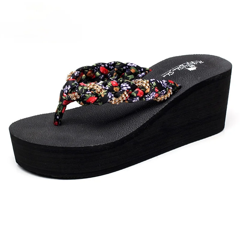 Summer Women's Shoes Non-Slip Embroidered Flip-Flops Thick-Soled Slope Heels Fashionable Beach Heighten Woven Sandals Slippers
Summer Women's Shoes Non-Slip Embroidered Flip-Flops Thick-Soled Slope Heels Fashionable Beach Heighten Woven Sandals Slippers