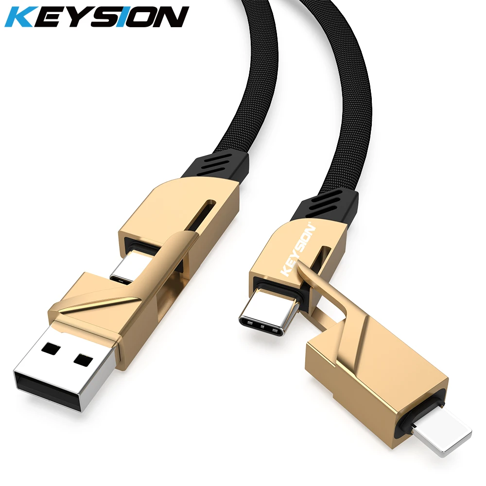 KEYSION 4 в 1 кабель для быстрой зарядки USB type C металлический синхронизации данных PD