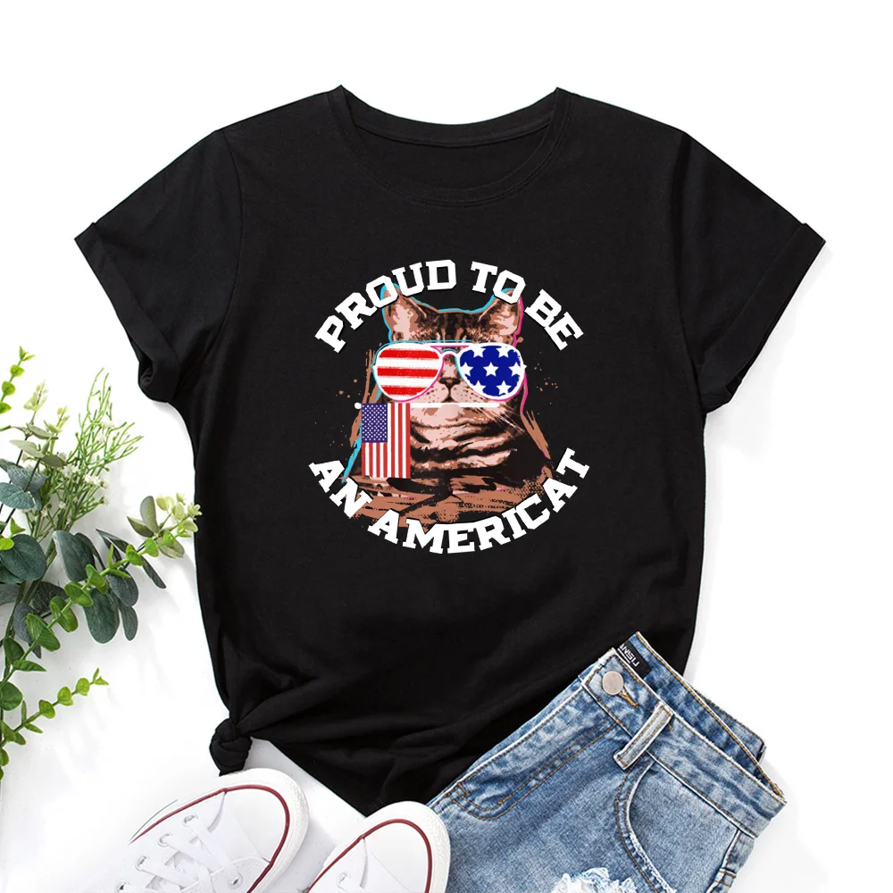 Женская хлопковая Футболка Proud To Be An Americat, летняя рубашка в стиле Харадзюку, с коротким рукавом и рисунком, футболки одежда
Женская хлопковая Футболка Proud To Be An Americat, летняя рубашка в стиле Харадзюку, с коротким рукавом и рисунком, футболки одежда