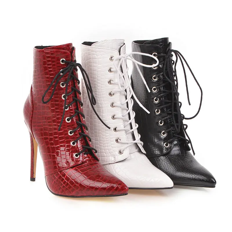 Black Red White Faux Leather Women Ankle Boots Pointed Toe Side Zipper Ladies Thin High Heel Boots Women's Shoes Plus Size 34-45
Black Red White Faux Leather Women Ankle Boots Pointed Toe Side Zipper Ladies Thin High Heel Boots Women's Shoes Plus Size 34-45