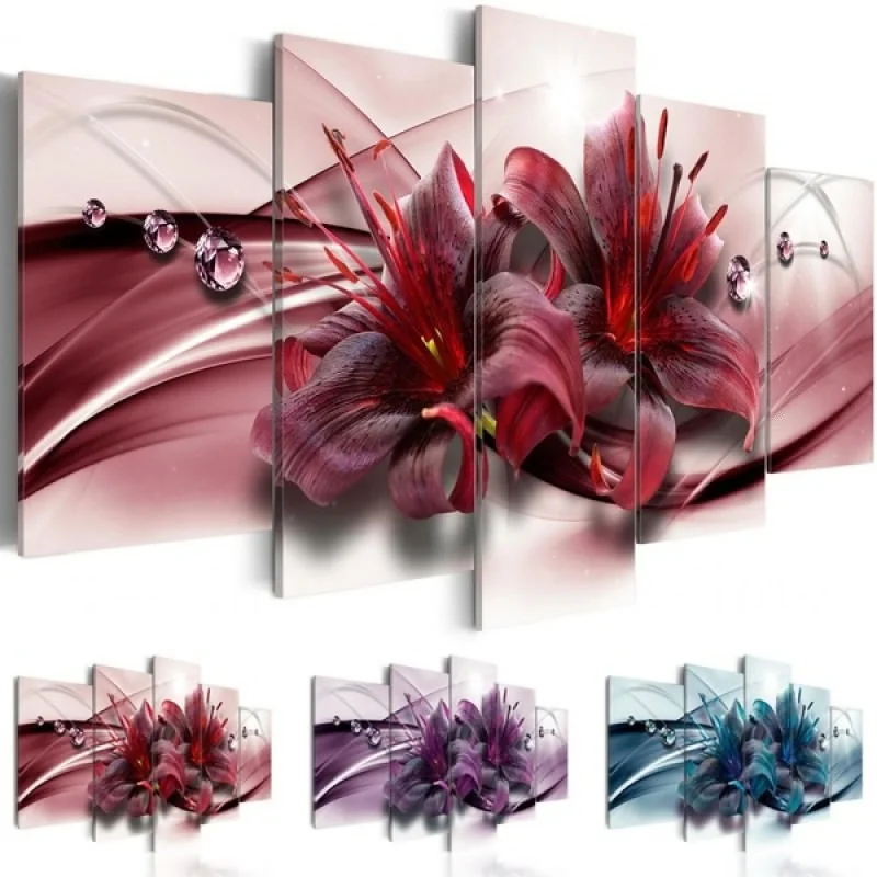 

5PCS Lily Flower Multi-color High-definition Art Print Poster Modern Living Room Bedroom Corridor Home Decoration Without Frame