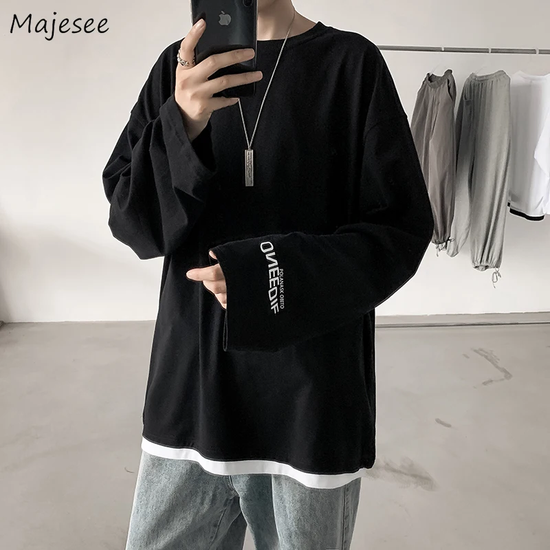 Men Long Sleeve T-shirts Autumn Male Tops Fake 2 Piece Letters Print 3XL Chic Ulzzang Korean Trendy Daily Casual All-match Basic
Men Long Sleeve T-shirts Autumn Male Tops Fake 2 Piece Letters Print 3XL Chic Ulzzang Korean Trendy Daily Casual All-match Basic