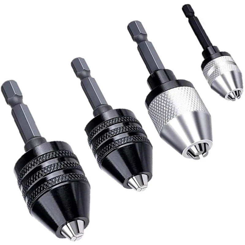 4 Pieces Keyless Drill Chuck, 1/4 Inch Hex and Round Shanks Small Drill Chuck Change Adapter
4 Pieces Keyless Drill Chuck, 1/4 Inch Hex and Round Shanks Small Drill Chuck Change Adapter
