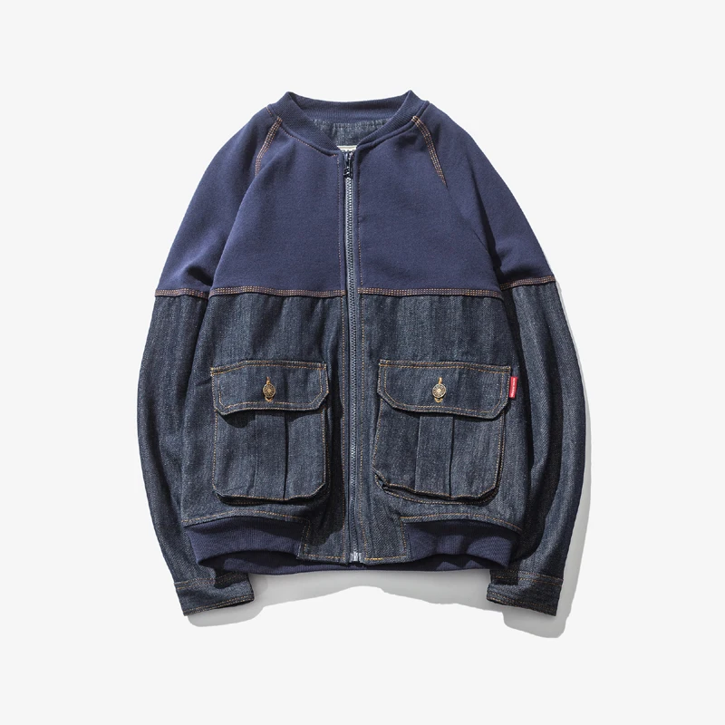 Men's Jacket Fashion O-neck Autumn Denim Patchwork Personality Design Casual Jacket Long Sleeve Shirt Youth Men Tops 6682
Men's Jacket Fashion O-neck Autumn Denim Patchwork Personality Design Casual Jacket Long Sleeve Shirt Youth Men Tops 6682