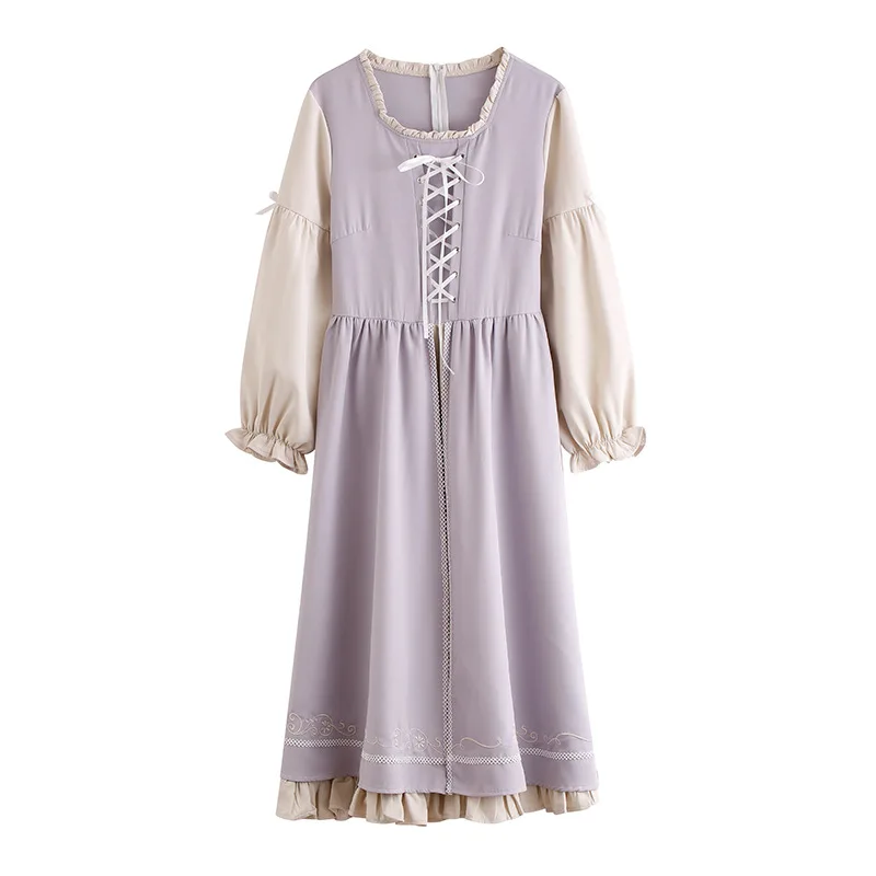 Dress Women Matching Cross Strap Lantern Sleeve Fungus Purple Pink Dreees Long Sleeve Prairie Chic Sweet Girl Lolita Dress
Dress Women Matching Cross Strap Lantern Sleeve Fungus Purple Pink Dreees Long Sleeve Prairie Chic Sweet Girl Lolita Dress