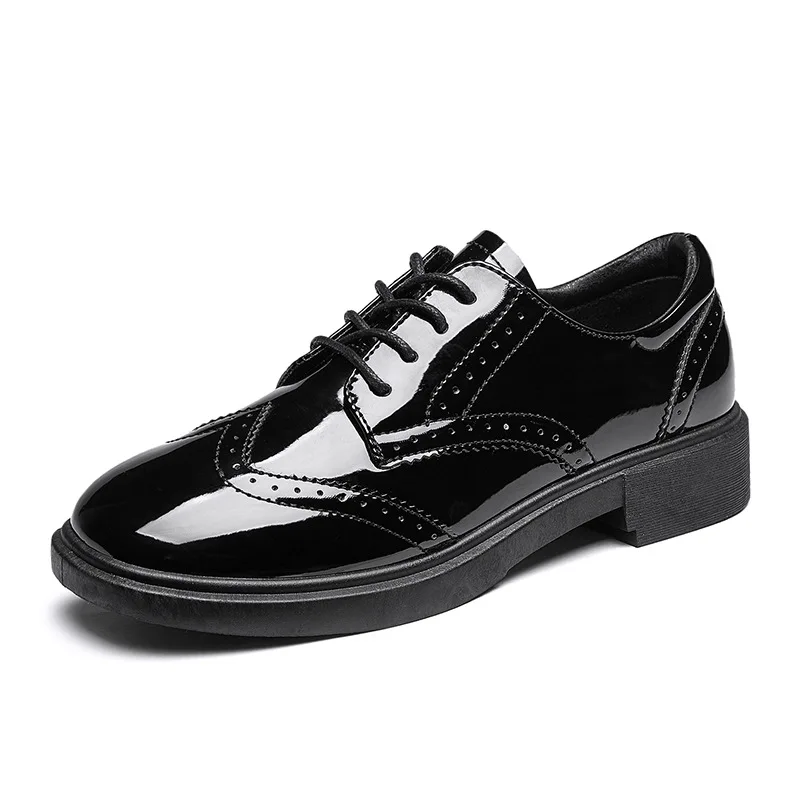 Retro British Style Women's Shoes Spring 2021 New Patent Leather Flat Heel Shoes All-match Fashionable Simple Women's Shoes