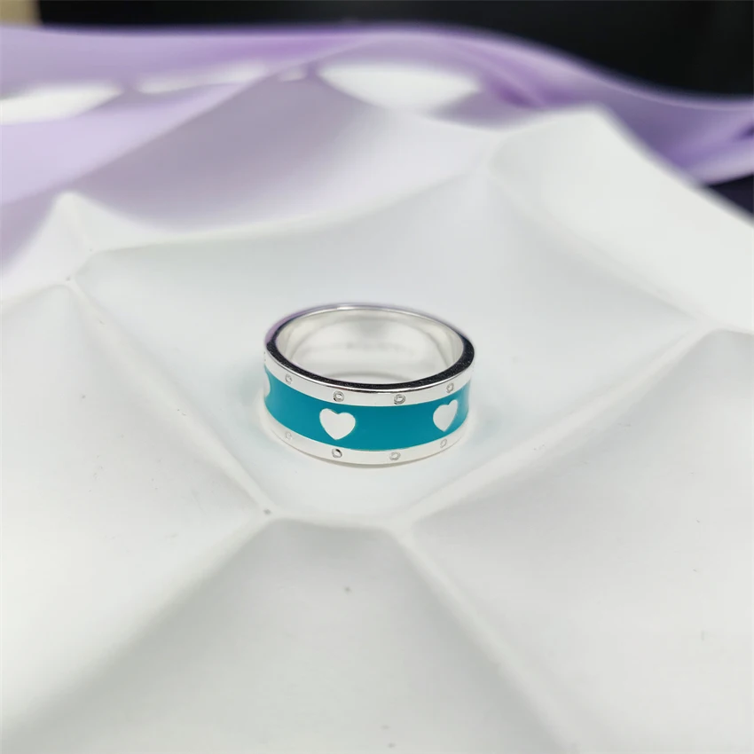 1:1 925 Sterling Silver Women's Ring Popular Classic Blue Enamel Heart Ring For Women Romantic Wild Couple Jewelry Gift
1:1 925 Sterling Silver Women's Ring Popular Classic Blue Enamel Heart Ring For Women Romantic Wild Couple Jewelry Gift