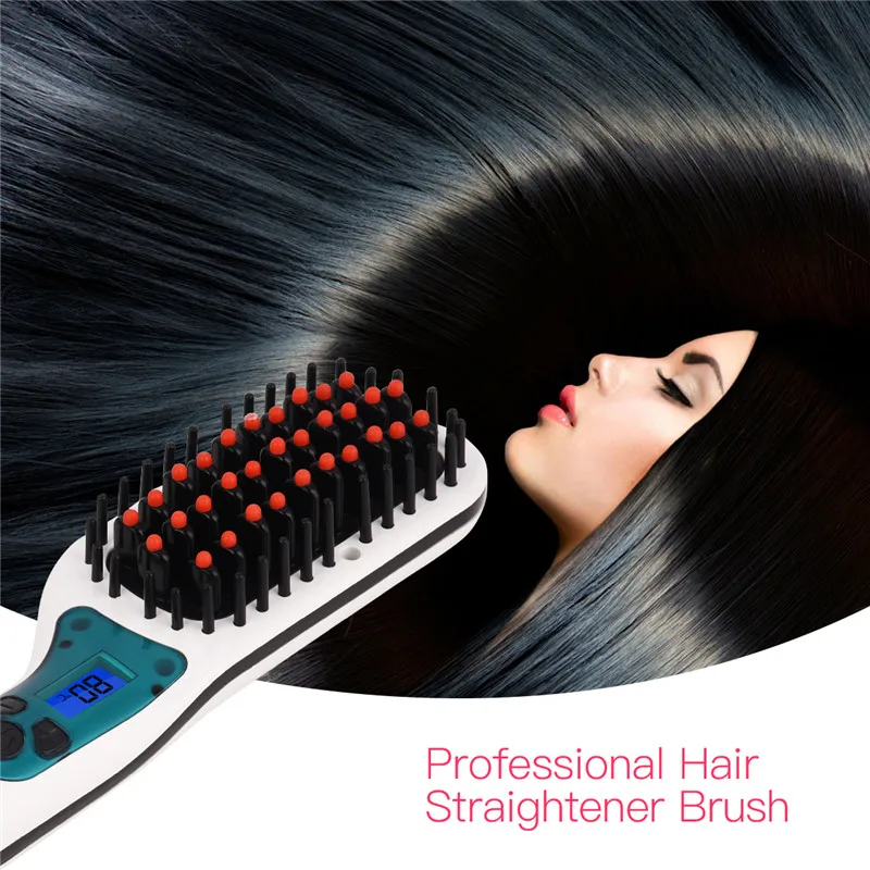 

ceramic Hair straightener brush negative ions Straightening Comb Electric hairbrush LCD display brush Salon Hairdressing Styler