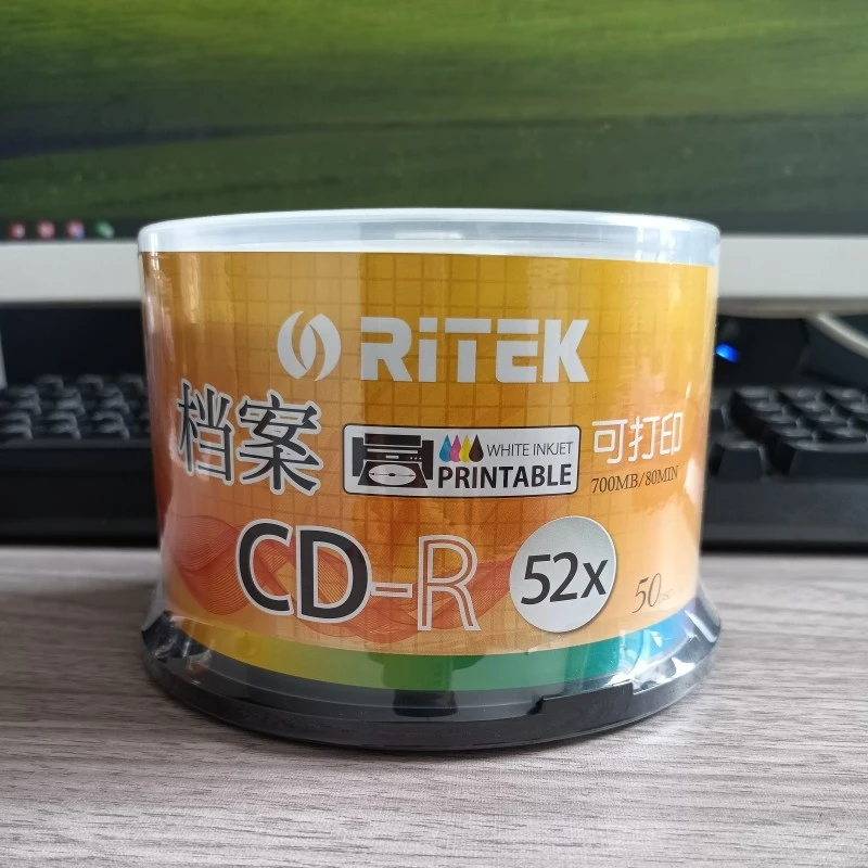 Ritek CD-R Blank disks Recordable 700MB 80MIN 52X 50 Disc Printable free shipping
Ritek CD-R Blank disks Recordable 700MB 80MIN 52X 50 Disc Printable free shipping