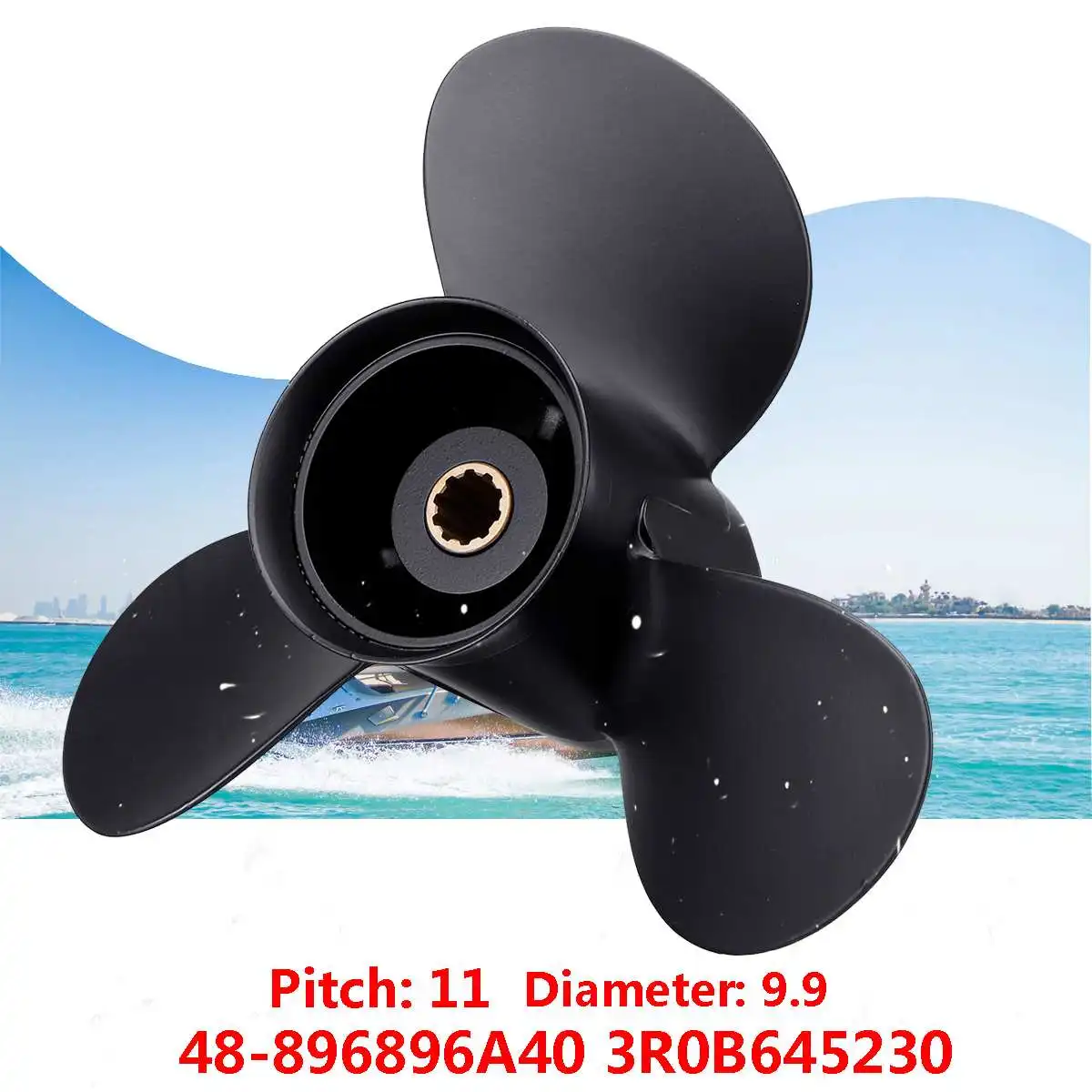 Лопастной пропеллер 9,9x11 для подвесных двигателей Tohatsu/Nissan 25-30HP 3R0B645230 / 48-896896A4 0, 3 Лопасти из алюминиевого сплава
Лопастной пропеллер 9,9x11 для подвесных двигателей Tohatsu/Nissan 25-30HP 3R0B645230 / 48-896896A4 0, 3 Лопасти из алюминиевого сплава