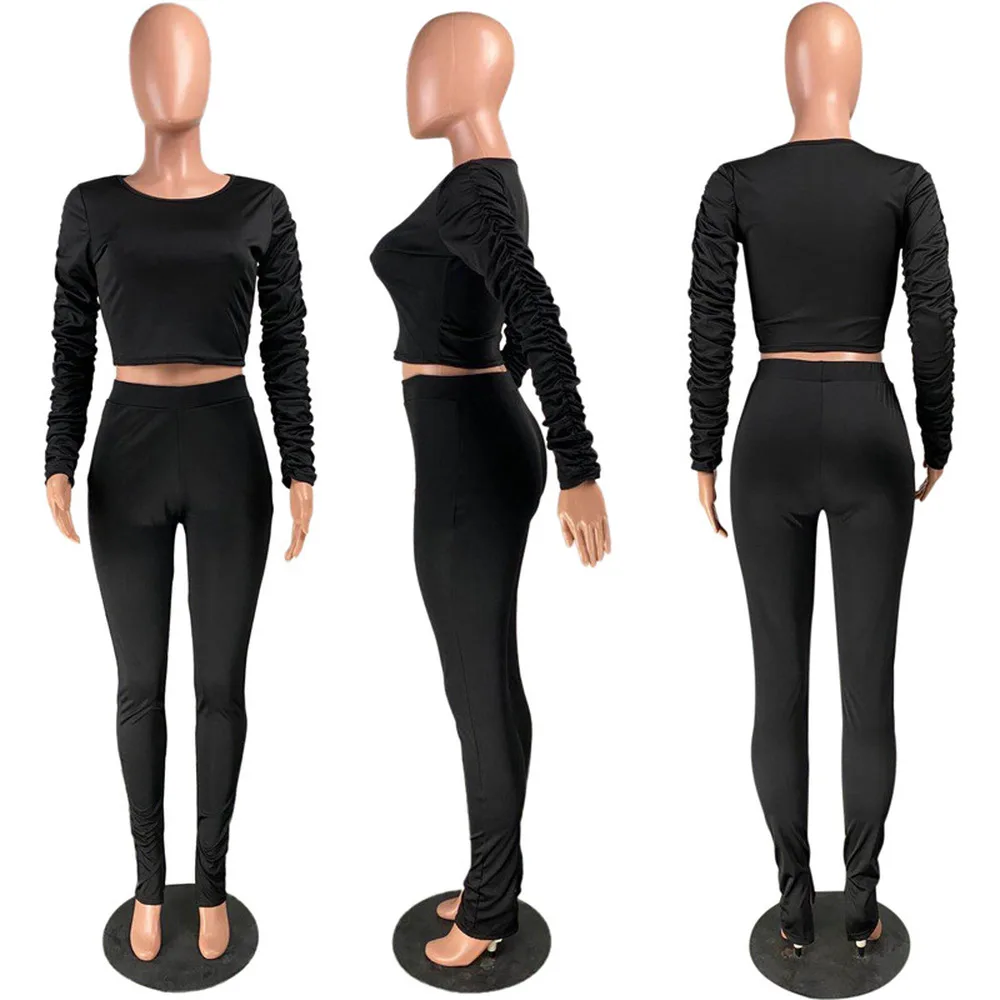 Women Solid Fitness Tracksuit Two Piece Sets Stacked Long Sleeve O-neck Bandage Tops and Split Hem Pencil Pant Matching Outfits
Women Solid Fitness Tracksuit Two Piece Sets Stacked Long Sleeve O-neck Bandage Tops and Split Hem Pencil Pant Matching Outfits