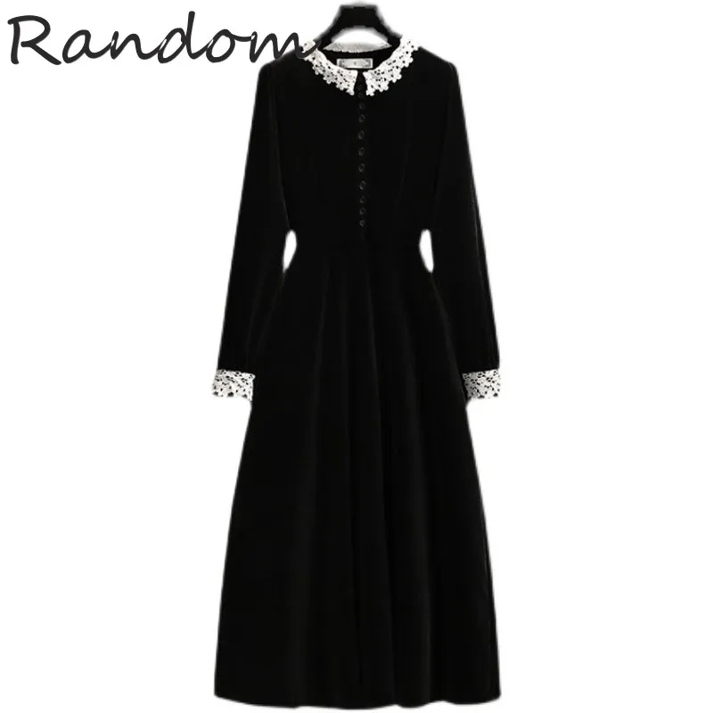 Vintage Lace Patchwork Black Party Dress Winter Autumn O Neck Long Sleeve Velvet A Line Dresses Women Plus Size 2021 Clothing
Vintage Lace Patchwork Black Party Dress Winter Autumn O Neck Long Sleeve Velvet A Line Dresses Women Plus Size 2021 Clothing