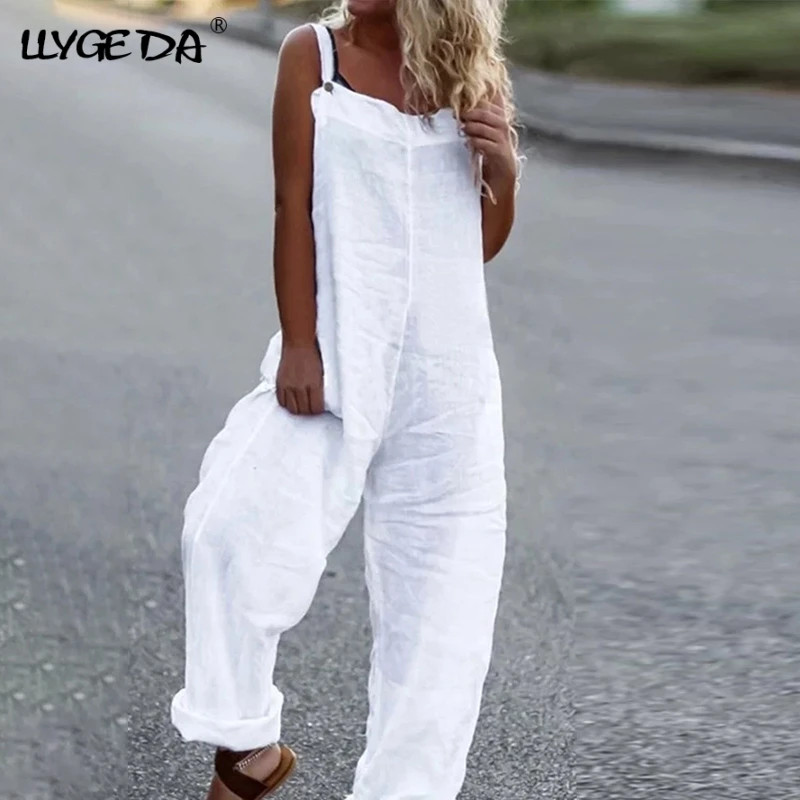 White Cotton Linen Female Jumpsuit High Waist Printing Jumpsuits Women 2021 Spring Summer New Office Ladies Casual Loose Cloths
White Cotton Linen Female Jumpsuit High Waist Printing Jumpsuits Women 2021 Spring Summer New Office Ladies Casual Loose Cloths