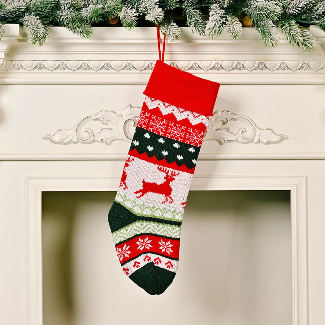 Childern Knitting Christmas Stockings Fabric Santa Claus Sock Gift Kids Candy Bag Snowman Deer Pocket Hanging Xmas Tree Ornament
Childern Knitting Christmas Stockings Fabric Santa Claus Sock Gift Kids Candy Bag Snowman Deer Pocket Hanging Xmas Tree Ornament