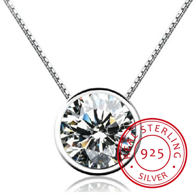 925 Sterling Sliver Round Zircon Pendant Necklace For Women Gift 45cm Water-wave Chain Choker Collares Kolye Wedding Party Gift
925 Sterling Sliver Round Zircon Pendant Necklace For Women Gift 45cm Water-wave Chain Choker Collares Kolye Wedding Party Gift