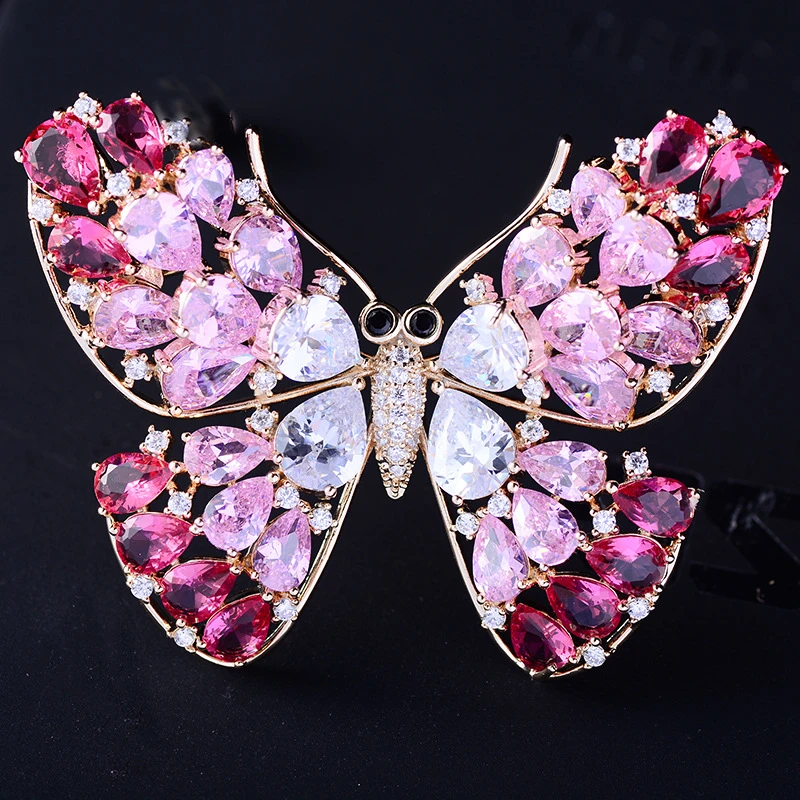 Large Pink Butterfly Brooch Luxury Zircon Crystal Brooches Pins for Women Wedding Bridal Bouquet Broaches Insect Animal Broche
Large Pink Butterfly Brooch Luxury Zircon Crystal Brooches Pins for Women Wedding Bridal Bouquet Broaches Insect Animal Broche