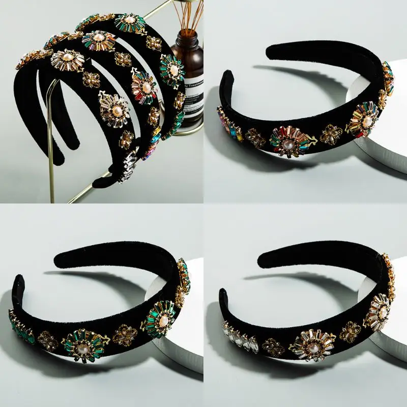 Glitter Rhinestone Floral Hair Hoop Velvet Pearl Jewelry Bandana Prom Headdress High Quality
Glitter Rhinestone Floral Hair Hoop Velvet Pearl Jewelry Bandana Prom Headdress High Quality