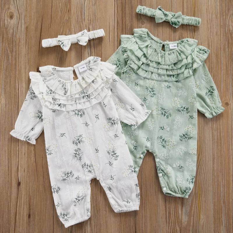 Sweet Style Baby Girls Outfit, Infant Floral Pattern Flouncing Splicing Long Sleeve Round Collar Romper + Bow Headwear Set
Sweet Style Baby Girls Outfit, Infant Floral Pattern Flouncing Splicing Long Sleeve Round Collar Romper + Bow Headwear Set