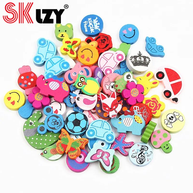 100PCS Cute Animal Car Flower Shape Wooden Beads For DIY Fashion Jewelry Bracelet Necklace Making Loose Beads Randomly Sent
100PCS Cute Animal Car Flower Shape Wooden Beads For DIY Fashion Jewelry Bracelet Necklace Making Loose Beads Randomly Sent