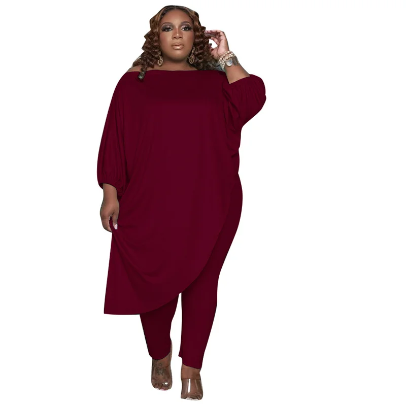 Fashion Tracksuit Women Plus Size Two Piece Set Autumn Leisure Clothes Solid Half Sleeve Slanting Shoulder Tops Long Pants Suit
Fashion Tracksuit Women Plus Size Two Piece Set Autumn Leisure Clothes Solid Half Sleeve Slanting Shoulder Tops Long Pants Suit