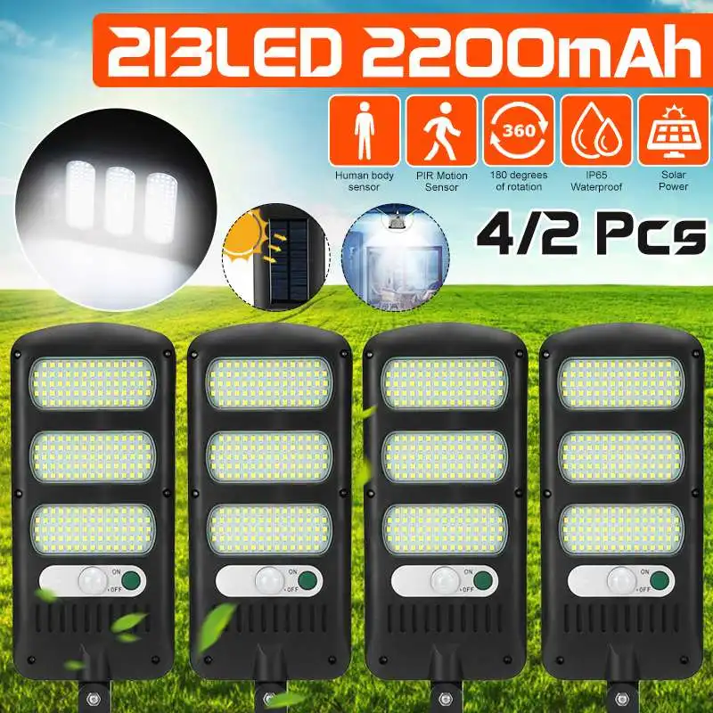2/4x 213 LED Solar Street Light PIR Motion Sensor Solar Light Waterproof Outdoor Lighting Garden Lamp Led Wall Light Solar Lamp
2/4x 213 LED Solar Street Light PIR Motion Sensor Solar Light Waterproof Outdoor Lighting Garden Lamp Led Wall Light Solar Lamp