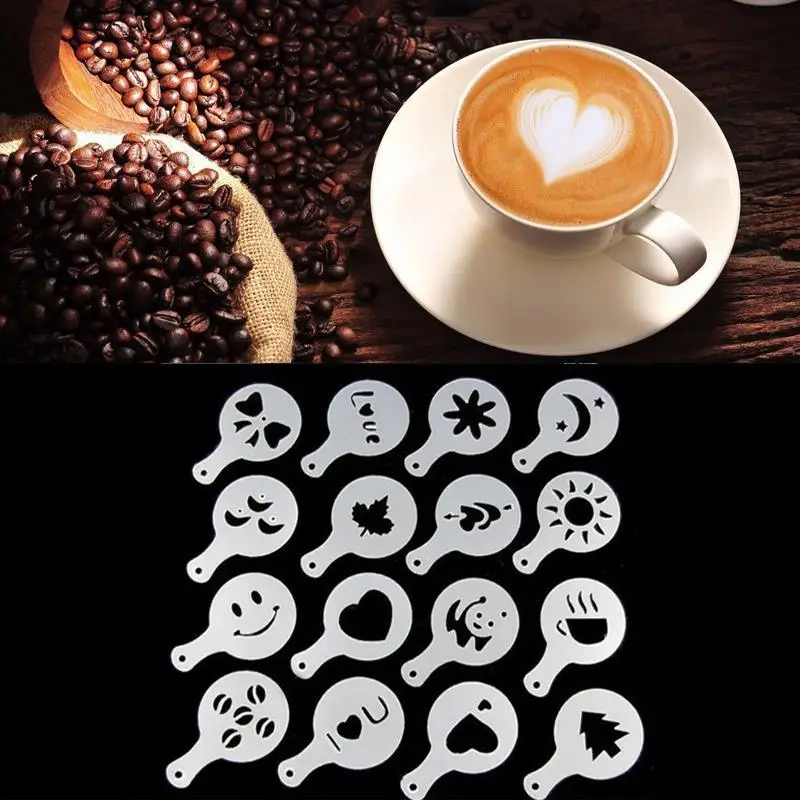 C0ffee украшение для кофе трафареты 16 шт./компл. формы латте шоколада|Иглы рисунков