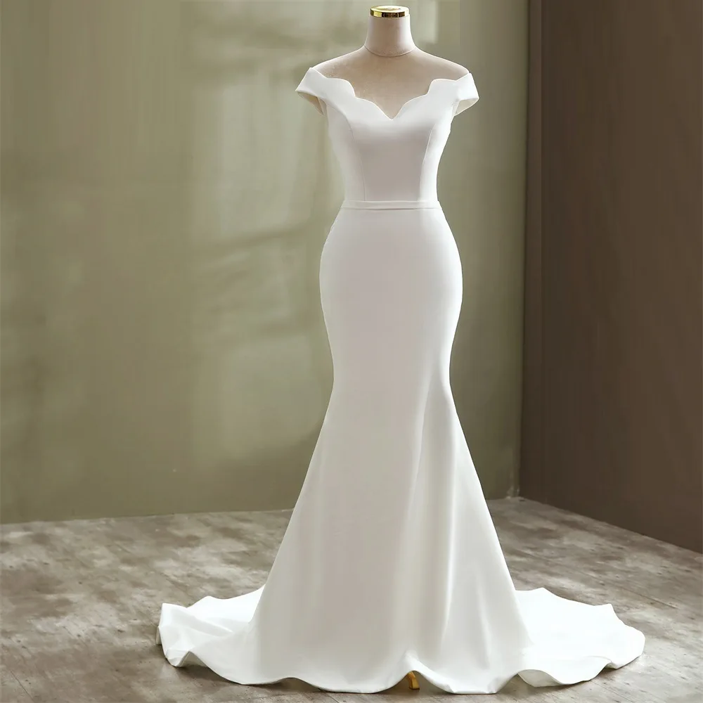 Wedding Dress Mermaid Prom Banquet Dress For Woman Simple Satin Pure Color Custom Bride Party Dresses vestido de noiva sereia
Wedding Dress Mermaid Prom Banquet Dress For Woman Simple Satin Pure Color Custom Bride Party Dresses vestido de noiva sereia