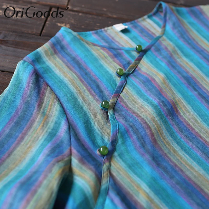 OriGoods Ramie Stripe Long Blouse Women Chinese style Summer Blouse Shirt Vintage Loose Casual Long Shirt For Women Tops A538
OriGoods Ramie Stripe Long Blouse Women Chinese style Summer Blouse Shirt Vintage Loose Casual Long Shirt For Women Tops A538