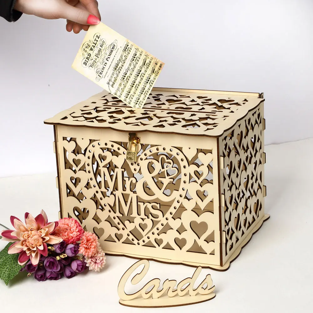 Свадебные коробки для карт деревянная коробка свадебные принадлежности DIY пара