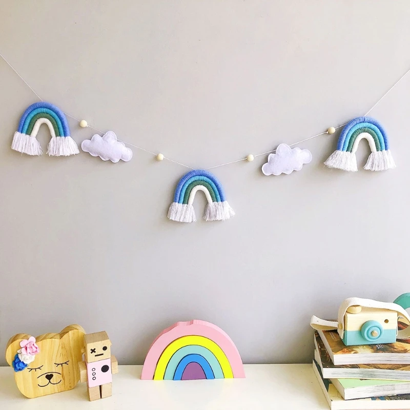 GXMB Nordic Wooden Beads Garland with Felt Cloud Knitting Wool Rainbow Tassel Pendant
GXMB Nordic Wooden Beads Garland with Felt Cloud Knitting Wool Rainbow Tassel Pendant