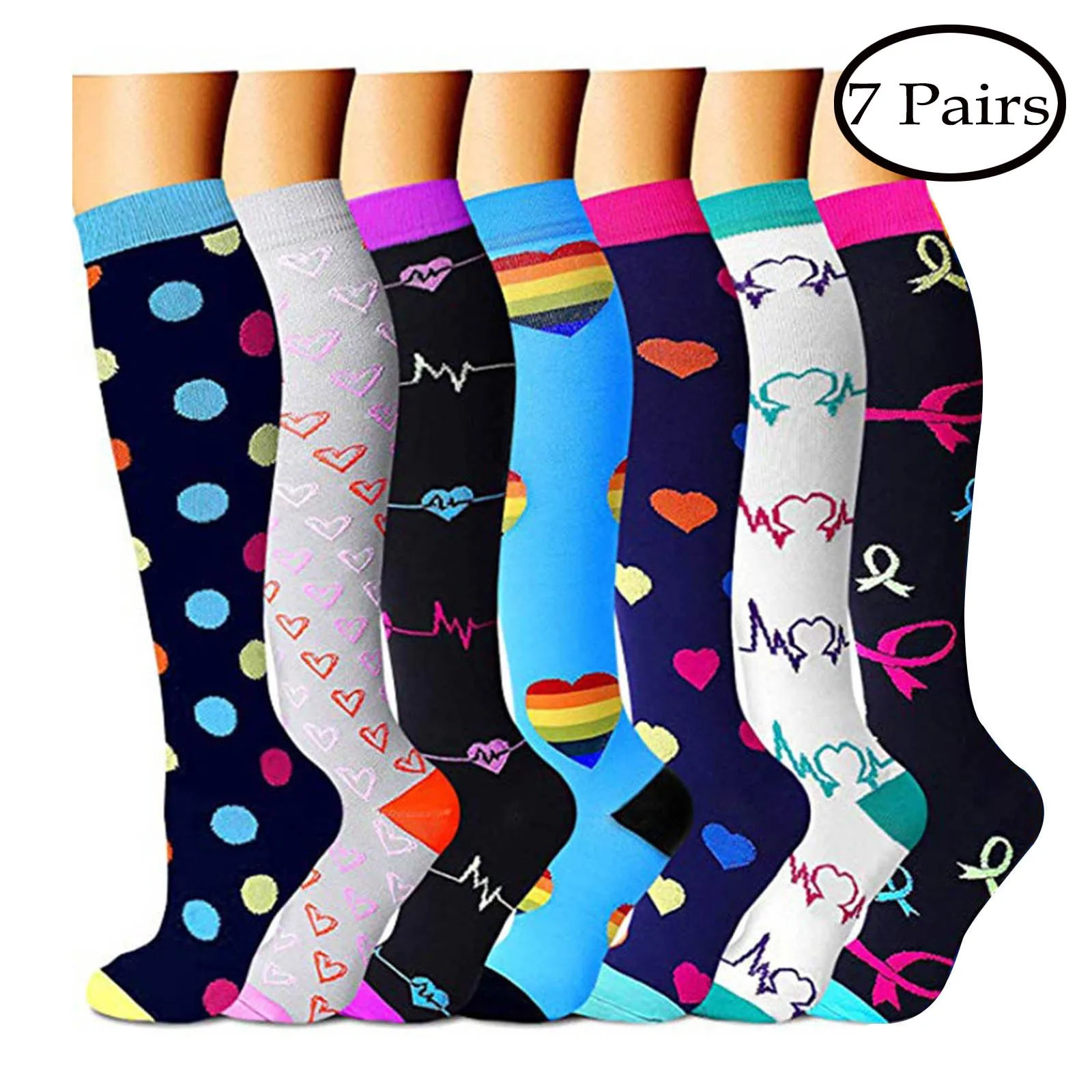 Unisex 7 Pairs Socks Compression Socks For Men & Women (20-30 Mmhg) Best Stockings Running Fit Breathable Long Sports Socks
Unisex 7 Pairs Socks Compression Socks For Men & Women (20-30 Mmhg) Best Stockings Running Fit Breathable Long Sports Socks