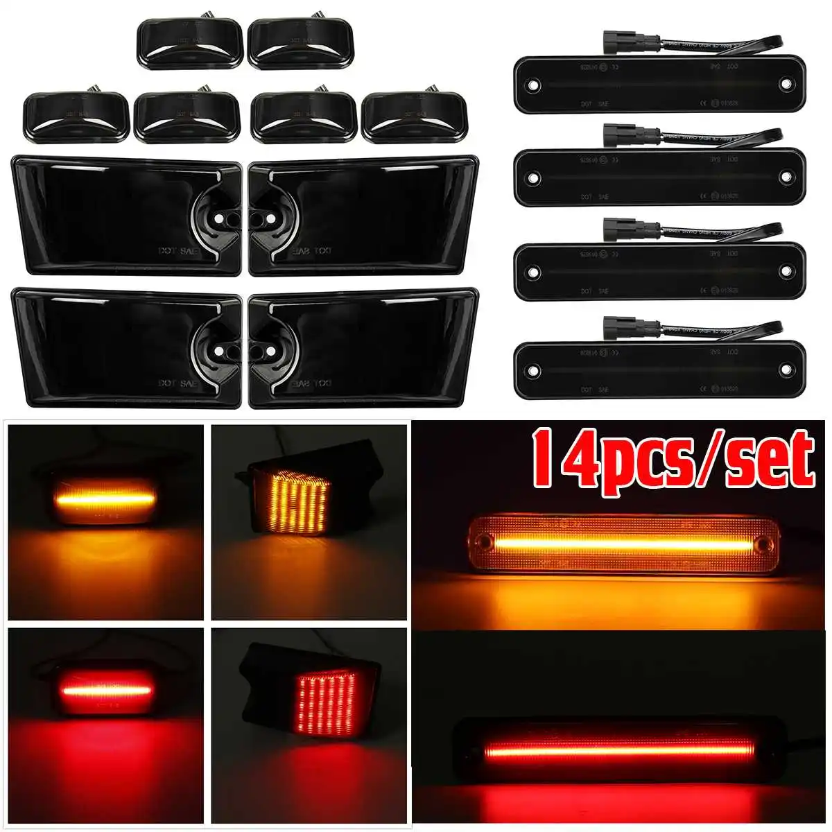 14pcs LED Cab Roof Light Kit Side Marker Repeater Turn Siganl Lights Lamp for Hummer H2 2003-09 H2 SUT 2005-2009 2004 2006 2007
14pcs LED Cab Roof Light Kit Side Marker Repeater Turn Siganl Lights Lamp for Hummer H2 2003-09 H2 SUT 2005-2009 2004 2006 2007