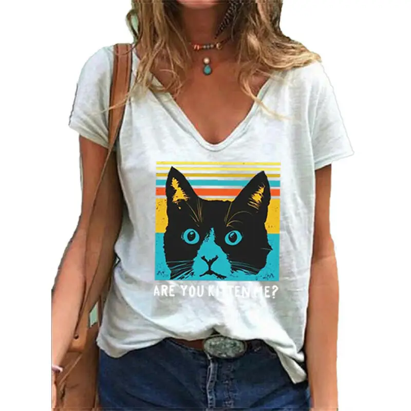 Loose T Shirt Cat Cartoon Animal Print Women's T Shirt Short Sleeve Summer Tops Graphic Casual Women Shirts
Loose T Shirt Cat Cartoon Animal Print Women's T Shirt Short Sleeve Summer Tops Graphic Casual Women Shirts