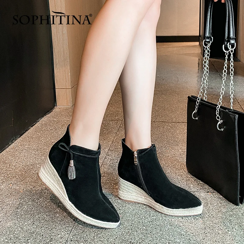 SOPHITINA Straw Shoes Women Fashion Non-Slip Wear-Resistant Zipper Boots Pointed Toe High Heel Casual Women Ankle Boots MO777 
SOPHITINA Straw Shoes Women Fashion Non-Slip Wear-Resistant Zipper Boots Pointed Toe High Heel Casual Women Ankle Boots MO777