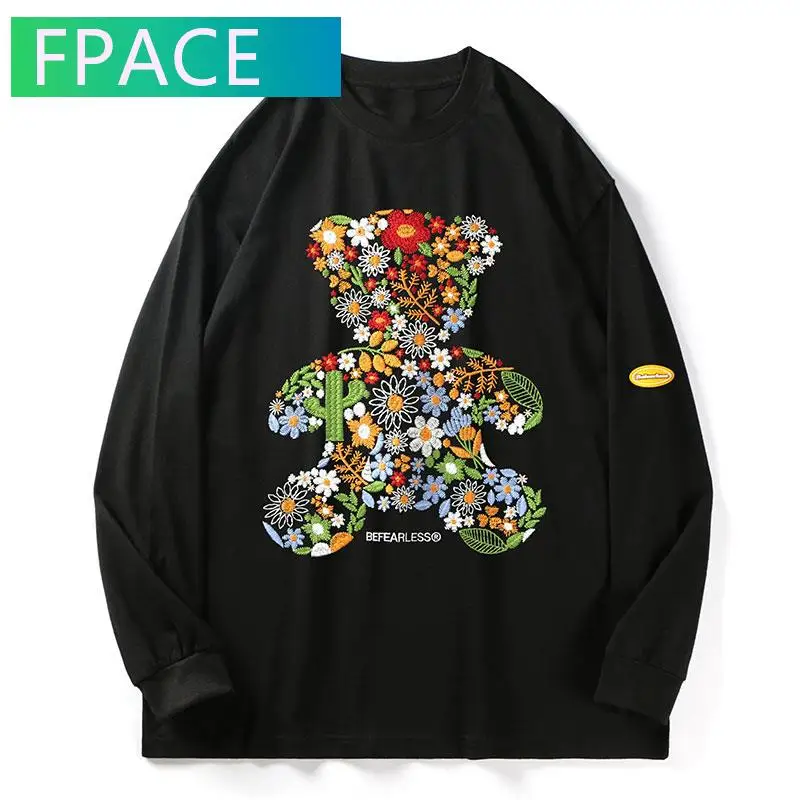 FPACE Tees Shirts Harajuku Embroidery Flowers Bear Long Sleeve Tshirts Hip Hop Fashion Cotton Streetwear Loose Casual Tops
FPACE Tees Shirts Harajuku Embroidery Flowers Bear Long Sleeve Tshirts Hip Hop Fashion Cotton Streetwear Loose Casual Tops