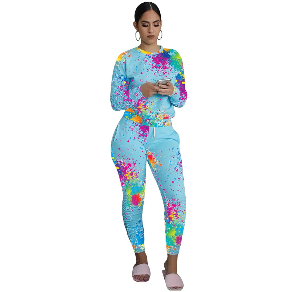 Graffiti Print Sport Two Piece Sets for Women O-neck Long Sleeve Pullover Tops and Drawstring Stacked Pant Lounge Wear Tracksuit
Graffiti Print Sport Two Piece Sets for Women O-neck Long Sleeve Pullover Tops and Drawstring Stacked Pant Lounge Wear Tracksuit