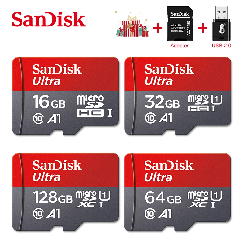 

Sandisk 256GB 128GB 64GB 32GB 16GB Ultra Micro SD Card SD/TF Flash Card Memory Card 98MB/S UHS-I microSD + Adapter + Card Reader