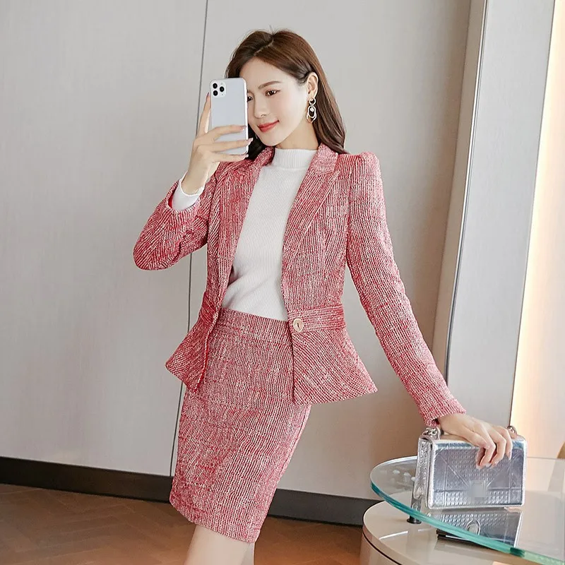 Fashion Tweed Women Mini-Skirt Suits Business Long Sleeve Slim Fit Jackets Female Autumn Winter Pink Elegant Two Piece Sets
Fashion Tweed Women Mini-Skirt Suits Business Long Sleeve Slim Fit Jackets Female Autumn Winter Pink Elegant Two Piece Sets