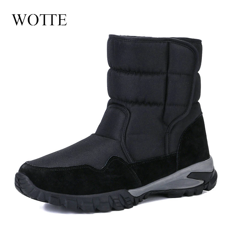 

Men Boots 2022 New Snow Boot Winter Shoe Big Size Black Solid Colour Upper thick warm fur insole MD Strong Outsole botas hombre