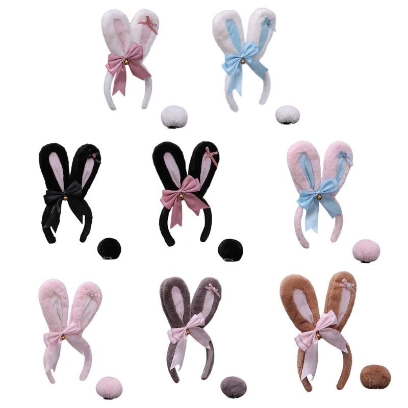 2pcs Lolita Rabbit Cosplay Costume Set Rhinestone Bowknot Bunny Ears Headband with Furry Plush Tail Halloween Fancy Dress M7DD
2pcs Lolita Rabbit Cosplay Costume Set Rhinestone Bowknot Bunny Ears Headband with Furry Plush Tail Halloween Fancy Dress M7DD